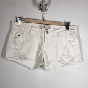 Hollister white distressed jean shorts size 27